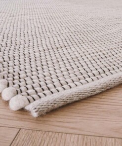 Wool rug - Lett white - close up hoek, thumbnail