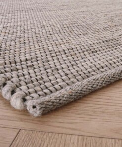 Wool rug - Lett light grey - close up hoek, thumbnail