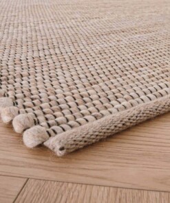 Wool rug - Lett beige/cream - close up hoek, thumbnail Wool rug - Lett beige/cream - close up hoek, thumbnail