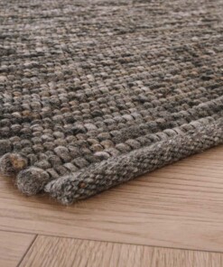 Wool rug - Lett grey/brown - close up hoek, thumbnail Wool rug - Lett grey/brown - close up hoek, thumbnail