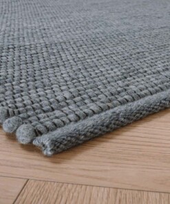 Wool rug - Lett steel blue - close up hoek, thumbnail