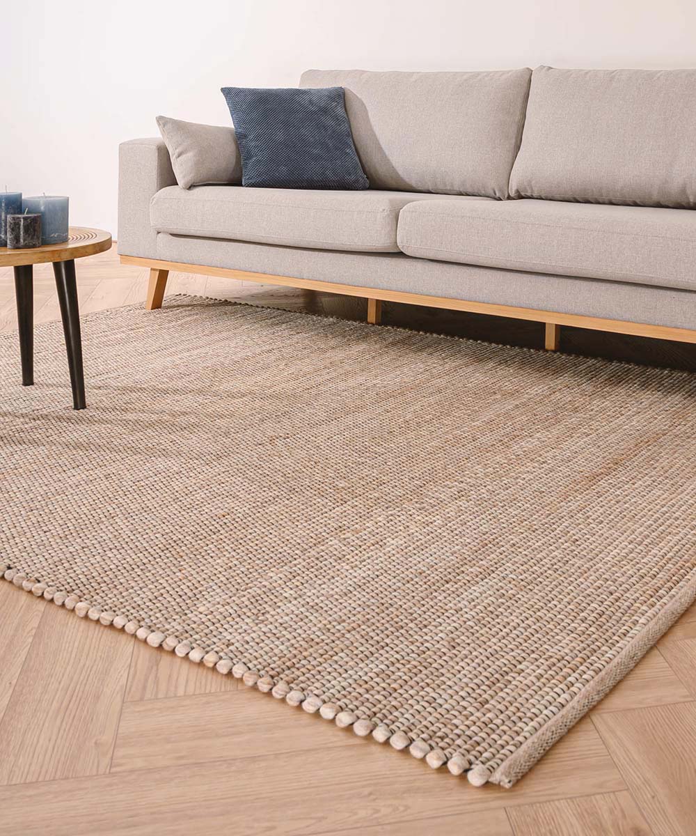 Wool rug - Lett beige/cream - sfeer Wool rug - Lett beige/cream - sfeer