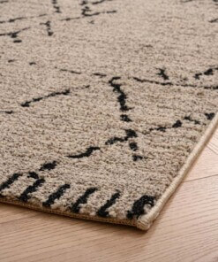 Berber rug - Beni Ouarain Sufian grey/black - close up hoek, thumbnail