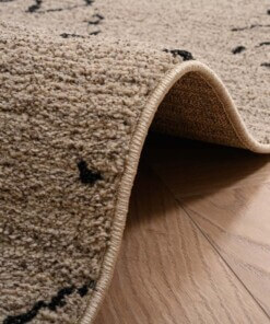 Berber rug - Beni Ouarain Sufian grey/black - close up rol, thumbnail