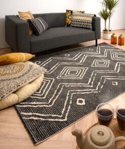 Berber rug - Beni Ouarain Bahij anthracite/cream - sfeer