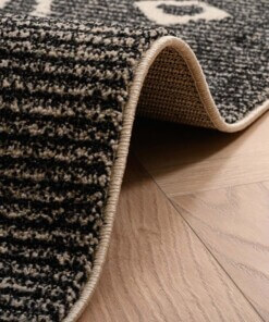 Berber rug - Beni Ouarain Bahij anthracite/cream - close up rol, thumbnail