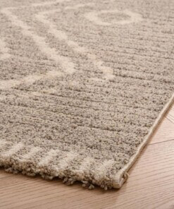 Berber rug - Beni Ouarain Bahij light grey - close up hoek, thumbnail