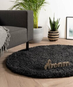 Round thick rug - Cozy Shaggy anthracite - sfeer