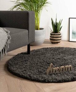 Round thick rug - Cozy Shaggy dark grey - sfeer, thumbnail