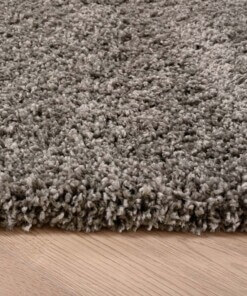 Thick rug - Shaggy Grand light grey - close up zijkant, thumbnail