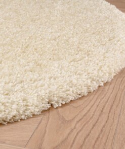 Round thick rug - Shaggy Grand cream - close up zijkant, thumbnail