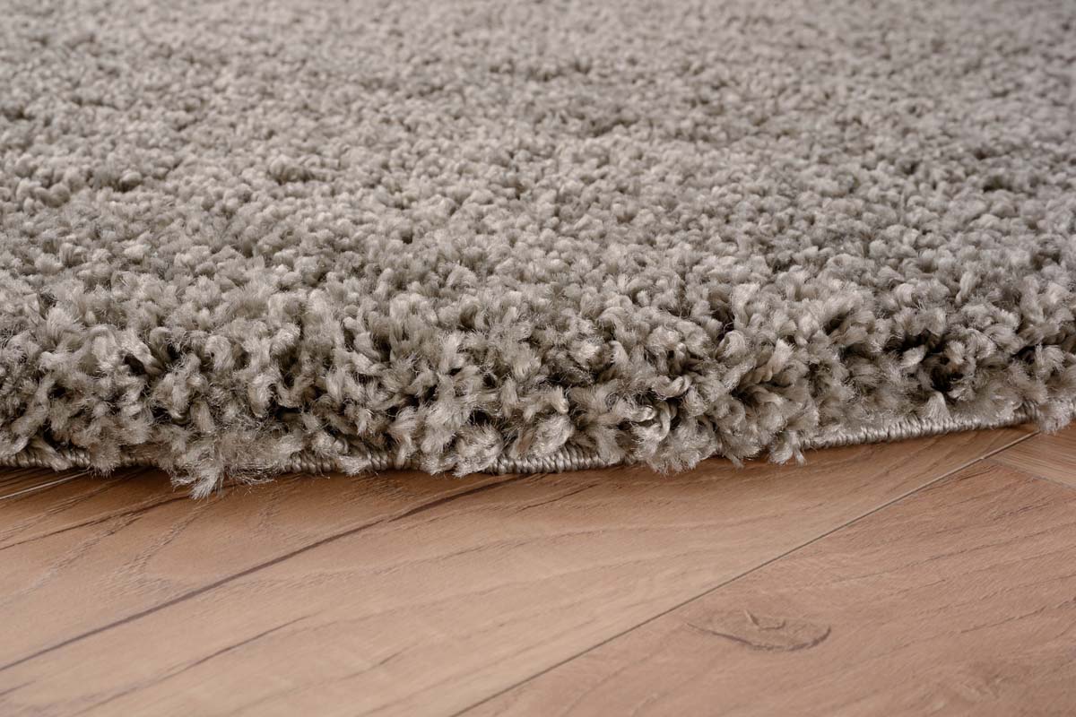 Round thick rug - Shaggy Grand light grey - close up zijkant Round thick rug - Shaggy Grand light grey - close up zijkant