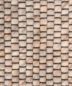Round wool rug - Lett beige/cream - close up materiaal, thumbnail