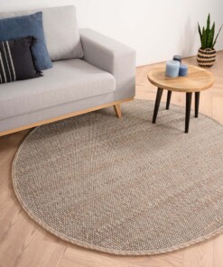 Round wool rug - Lett beige/cream - sfeer, thumbnail