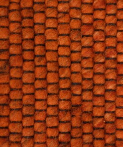 Round wool rug - Lett cognac - close up materiaal, thumbnail