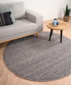 Round wool rug - Lett grey - sfeer