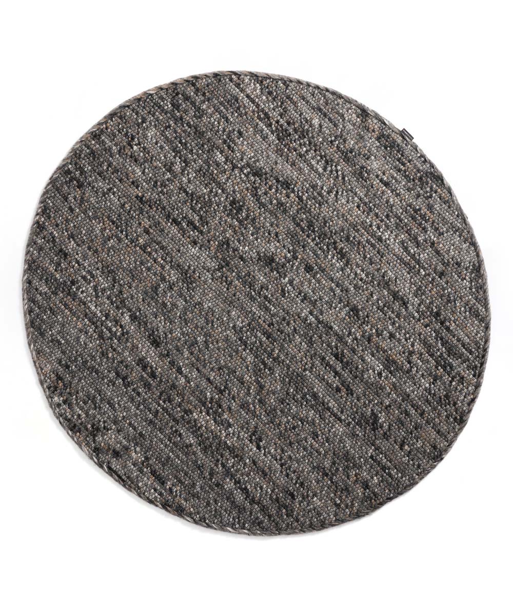 Round wool rug - Lett grey/brown - overzicht boven Round wool rug - Lett grey/brown - overzicht boven