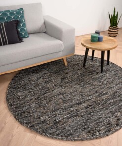 Round wool rug - Lett grey/brown - sfeer