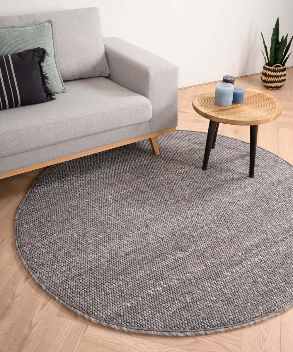 Round wool rug - Lett grey - sfeer Round wool rug - Lett grey - sfeer