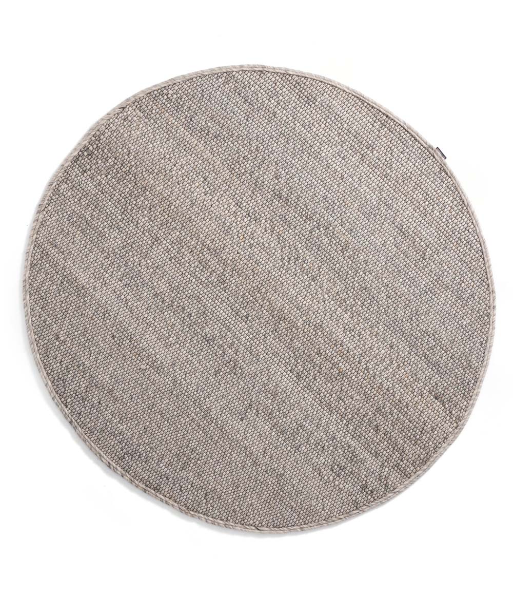 Round wool rug - Lett light grey - overzicht boven Round wool rug - Lett light grey - overzicht boven