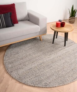 Round wool rug - Lett light grey - sfeer
