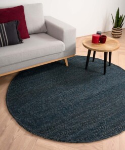 Round wool rug - Lett teal - sfeer