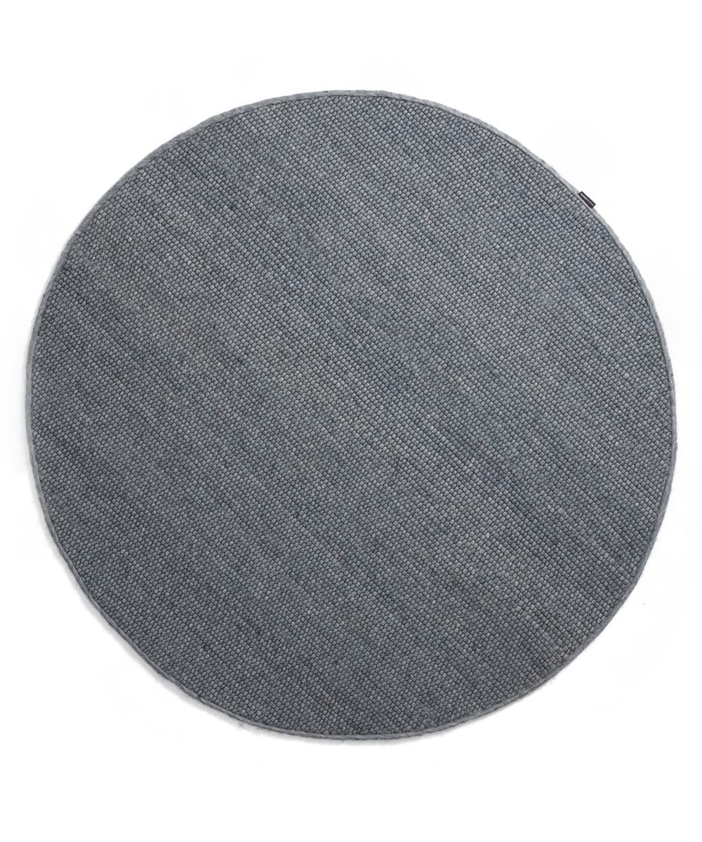 Round wool rug - Lett steel blue - overzicht boven Round wool rug - Lett steel blue - overzicht boven