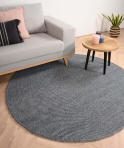 Round wool rug - Lett steel blue - sfeer