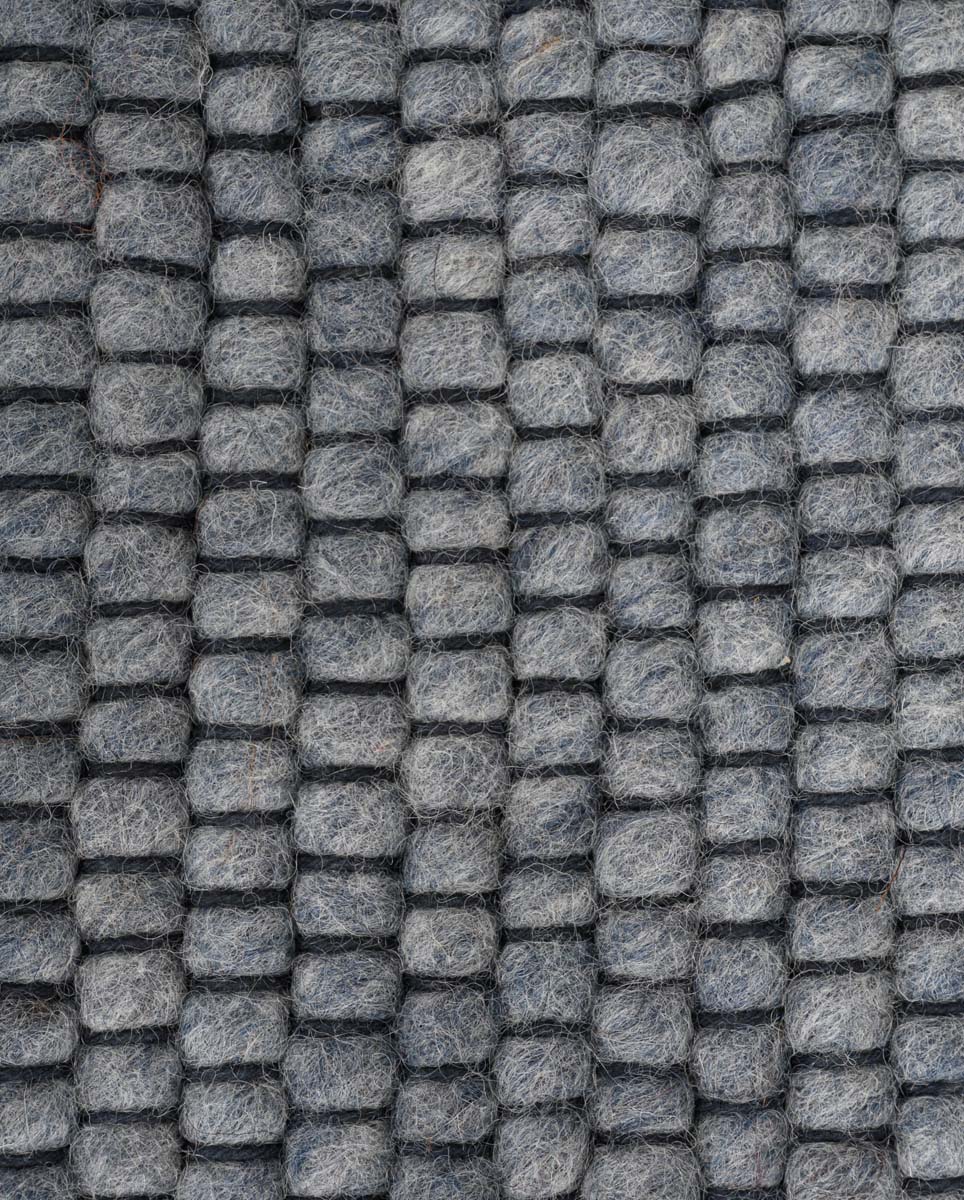 Round wool rug - Lett steel blue - close up materiaal Round wool rug - Lett steel blue - close up materiaal