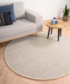 Round wool rug - Lett white - sfeer
