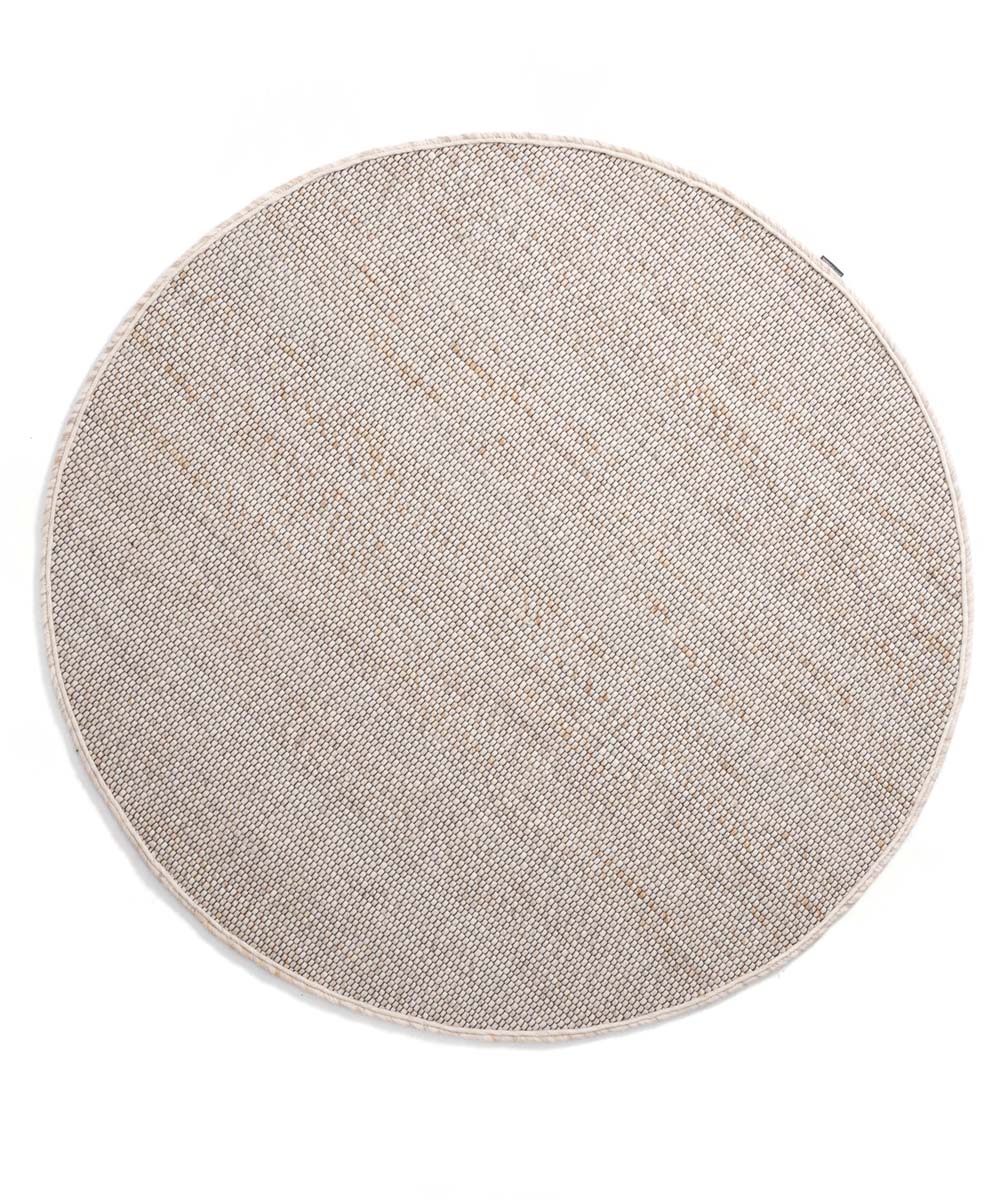 Round wool rug - Lett white/beige - overzicht boven Round wool rug - Lett white/beige - overzicht boven