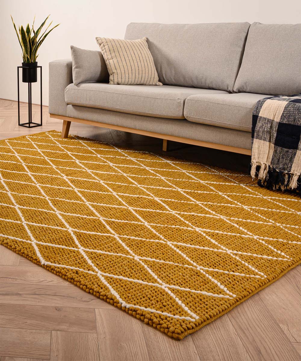 Wool rug - Vinduer ochre yellow/cream - sfeer Wool rug - Vinduer ochre yellow/cream - sfeer