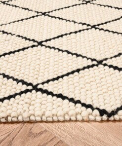 Wool rug - Vinduer cream/black - close up zijkant, thumbnail