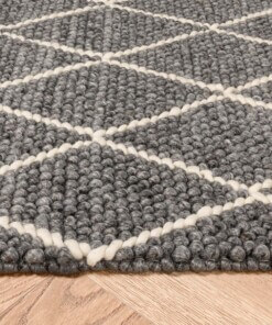 Wool rug - Vinduer dark grey/cream - close up zijkant, thumbnail