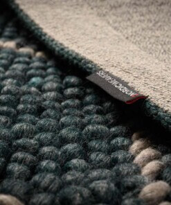 Wool rug - Vinduer petrol/grey - close up materiaal, thumbnail