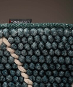 Wool rug - Vinduer petrol/grey - close up zijkant, thumbnail