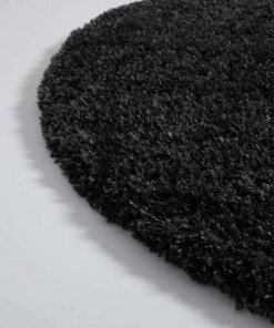 Round thick rug - Cozy Shaggy anthracite - close up hoek, thumbnail