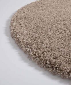 Round thick rug - Cozy Shaggy beige - close up hoek, thumbnail