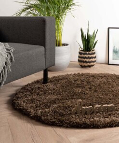Round thick rug - Cozy Shaggy brown - sfeer