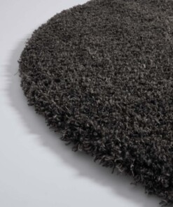 Round thick rug - Cozy Shaggy dark grey - close up hoek, thumbnail