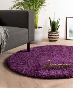 Round thick rug - Cozy Shaggy purple - sfeer, thumbnail