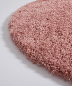 Round thick rug - Cozy Shaggy pink - close up hoek, thumbnail