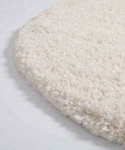 Round thick rug - Cozy Shaggy white - close up hoek, thumbnail