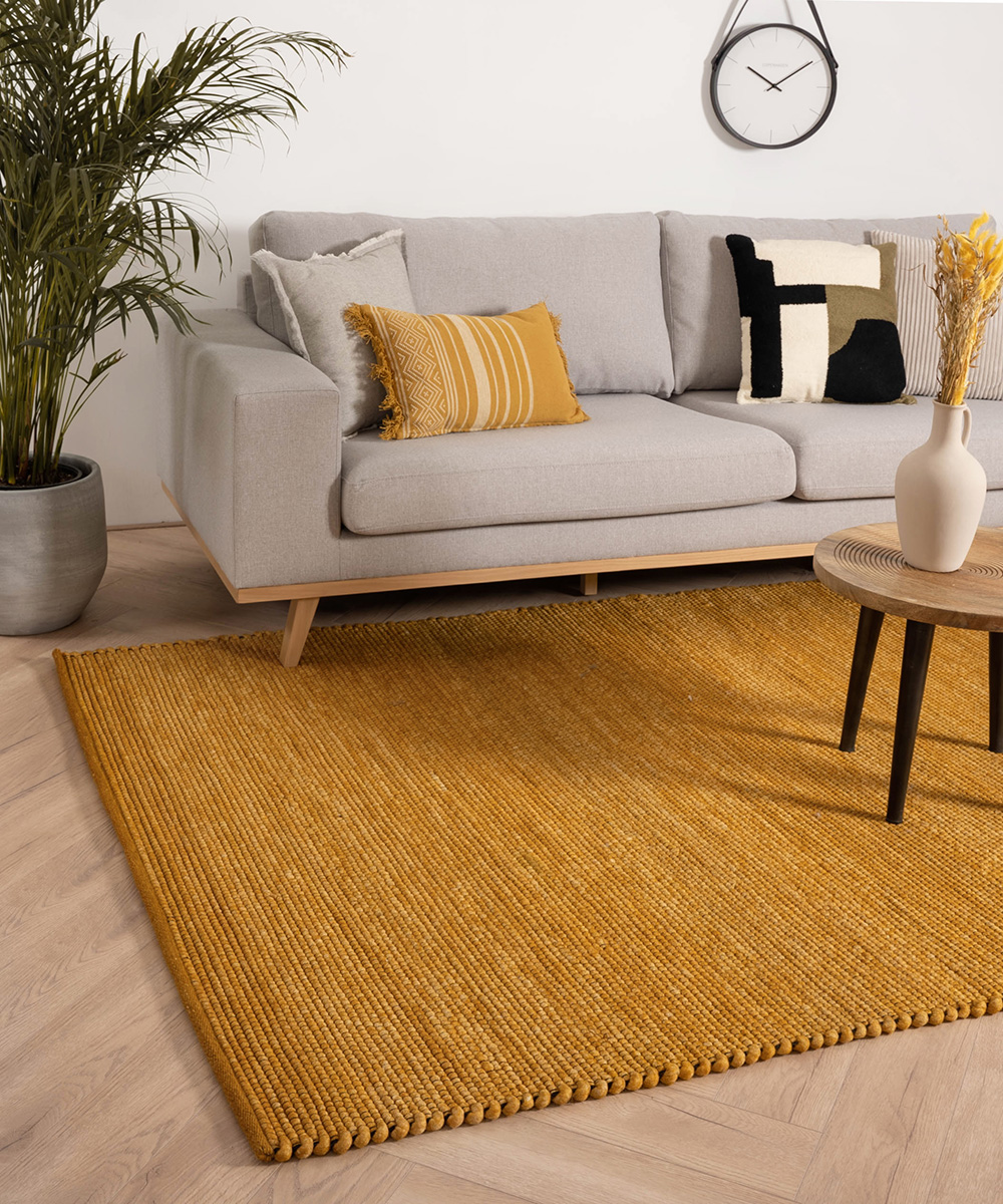Wool rug - Lett mustard yellow - sfeer Wool rug - Lett mustard yellow - sfeer