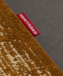 Vintage rug - Village mustard yellow - close up zijkant, thumbnail