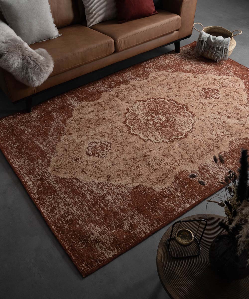 Vintage rug - Village rusty brown - sfeer Vintage rug - Village rusty brown - sfeer