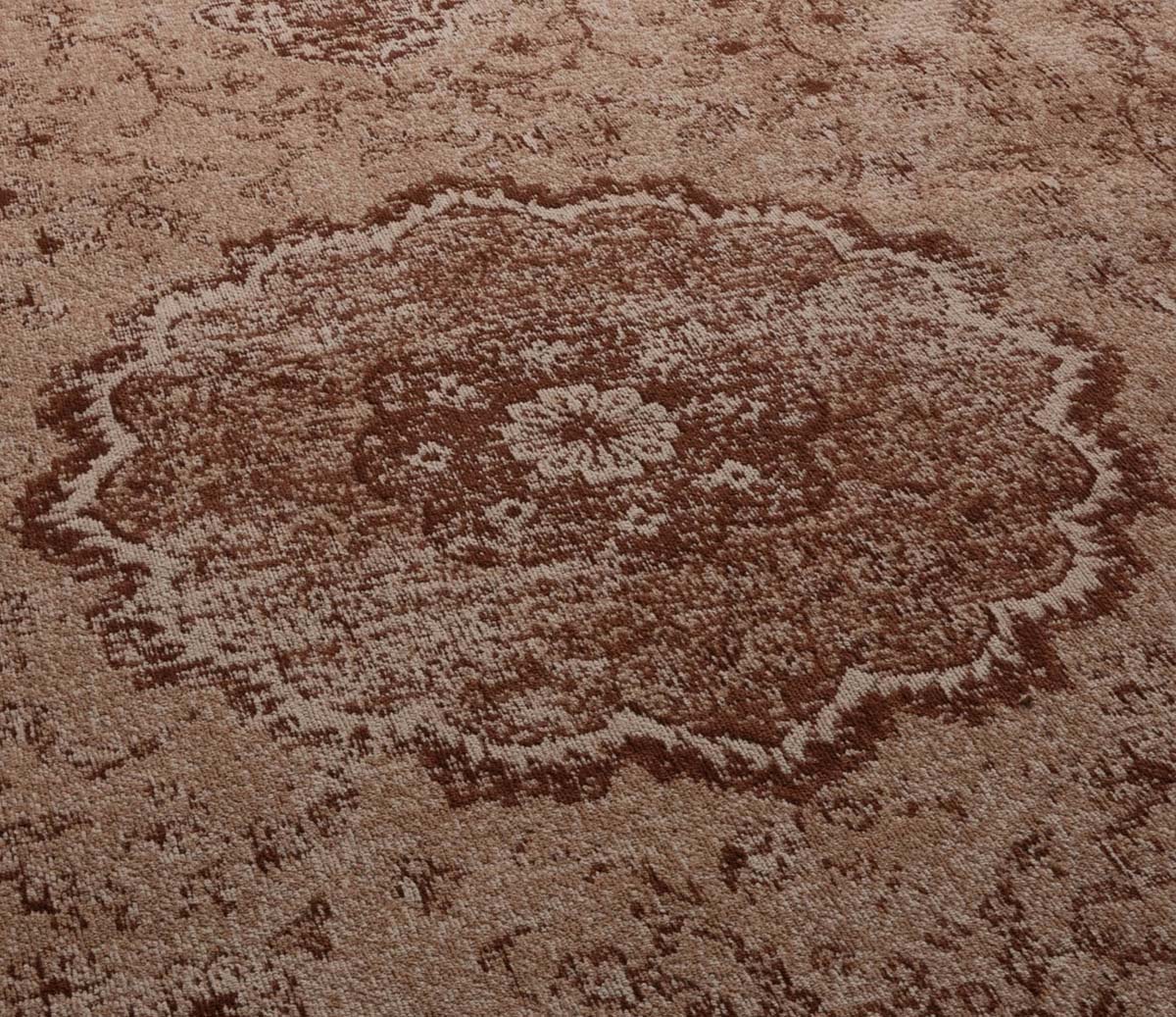 Vintage rug - Village rusty brown - close up materiaal Vintage rug - Village rusty brown - close up materiaal