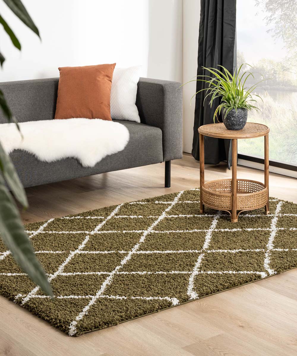 Berber rug - Habitat olive green/white - sfeer Berber rug - Habitat olive green/white - sfeer