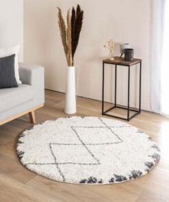 Round berber rug - Artisan Tizi white/grey - sfeer