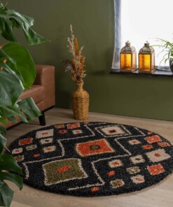 Round boho rug​ - Artisan anthracite/multi - sfeer